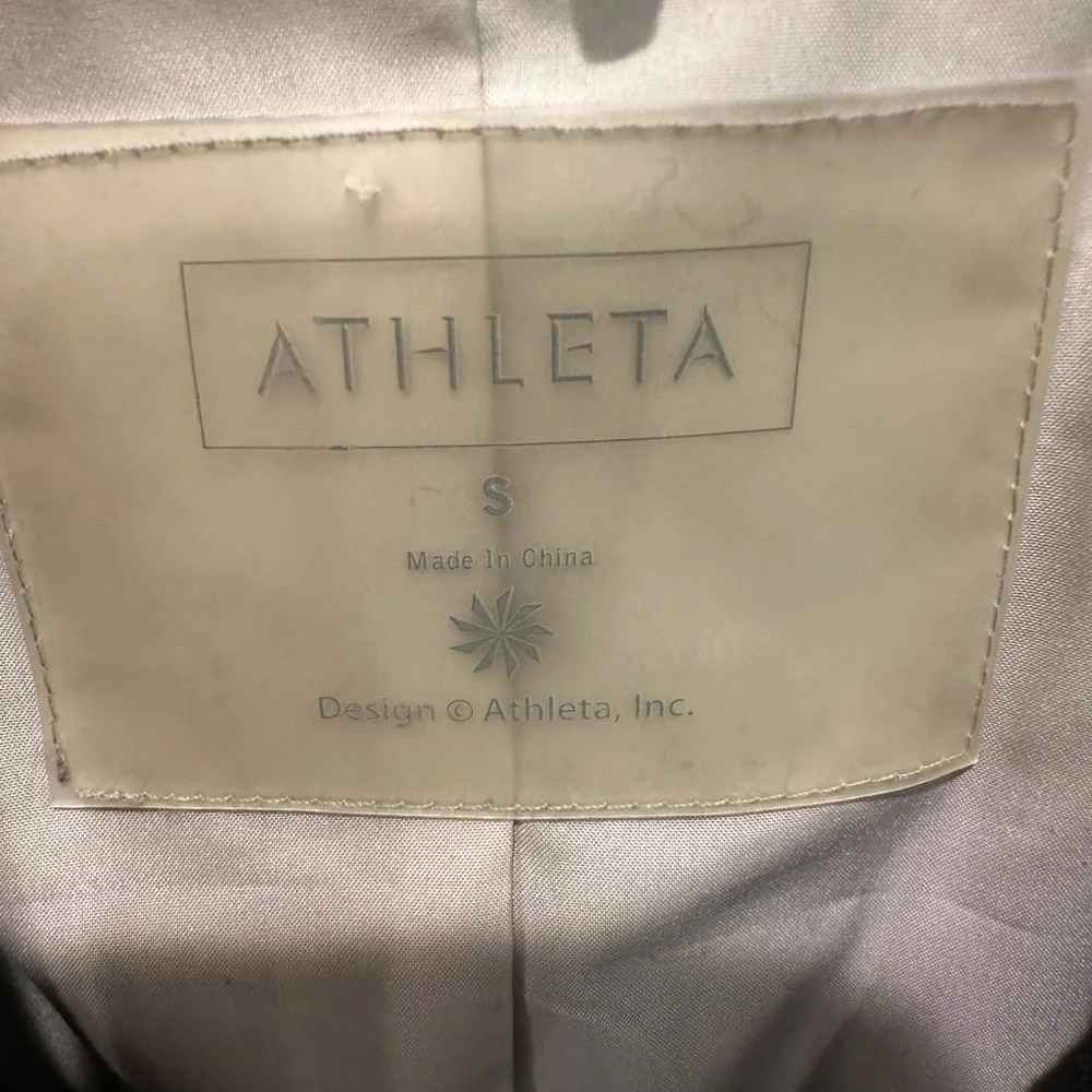 ATHLETA Bouclé Leather Bomber Jacket Black White Zip Cropped Jacket Small
